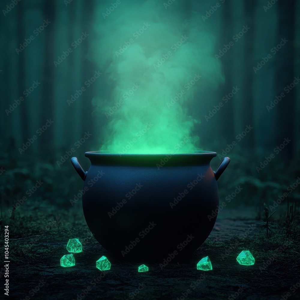 Mysterious Cauldron with Bubbling Green Smoke Mysterious Cauldron with Bubbling Green Smoke