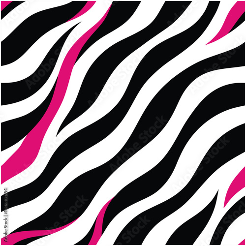 This seamless zebra animal fur pattern vector design is perfect for fashion, textiles, and decor projects. Featuring bold black and white stripes, it adds an exotic touch to any design.