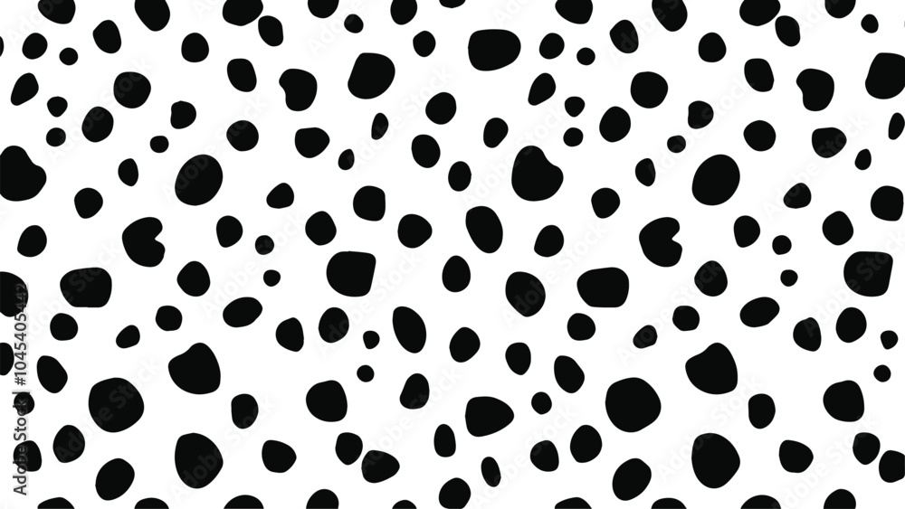 Black and white dalmatian print pattern vector. Abstract dalmatian dog spots background. Black and white dalmatian print pattern vector. Abstract dalmatian dog spots background.