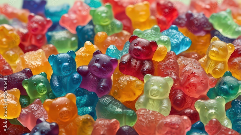 shows a colorful collection of gummy bears in various vibrant colors like red, orange, yellow, green, blue, and purple shows a colorful collection of gummy bears in various vibrant colors like red, orange, yellow, green, blue, and purple