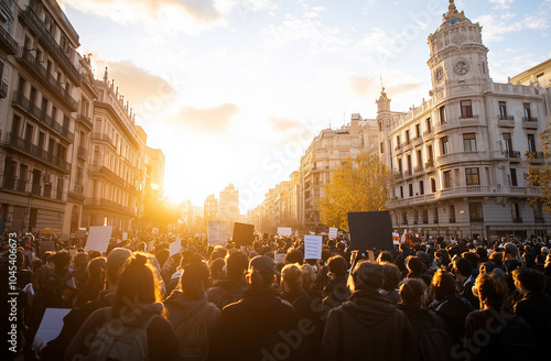 An Impactful Image of Activists in Valencia, United in Their Commitment to a Common Cause photo