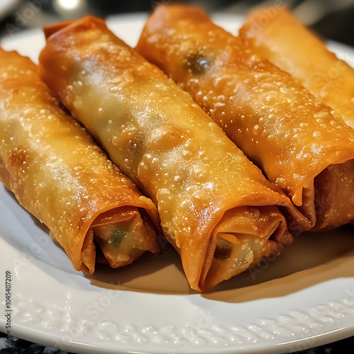 Crispy and golden, these egg rolls are perfectly fried, showcasing delightful texture and flavor. Ideal for appetizers or snacks, they are sure to please any crowd photo