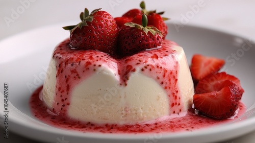 Creamy custard and fresh strawberries drizzled in sweet sauce make a delicious dessert