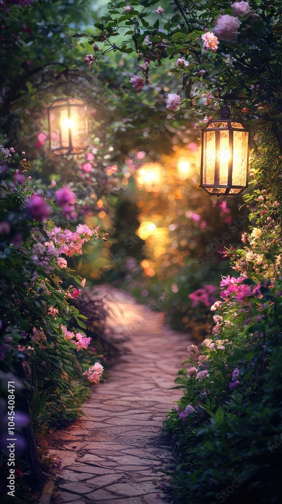 Fototapeta premium Dreamy Pathway Through a Blooming Garden