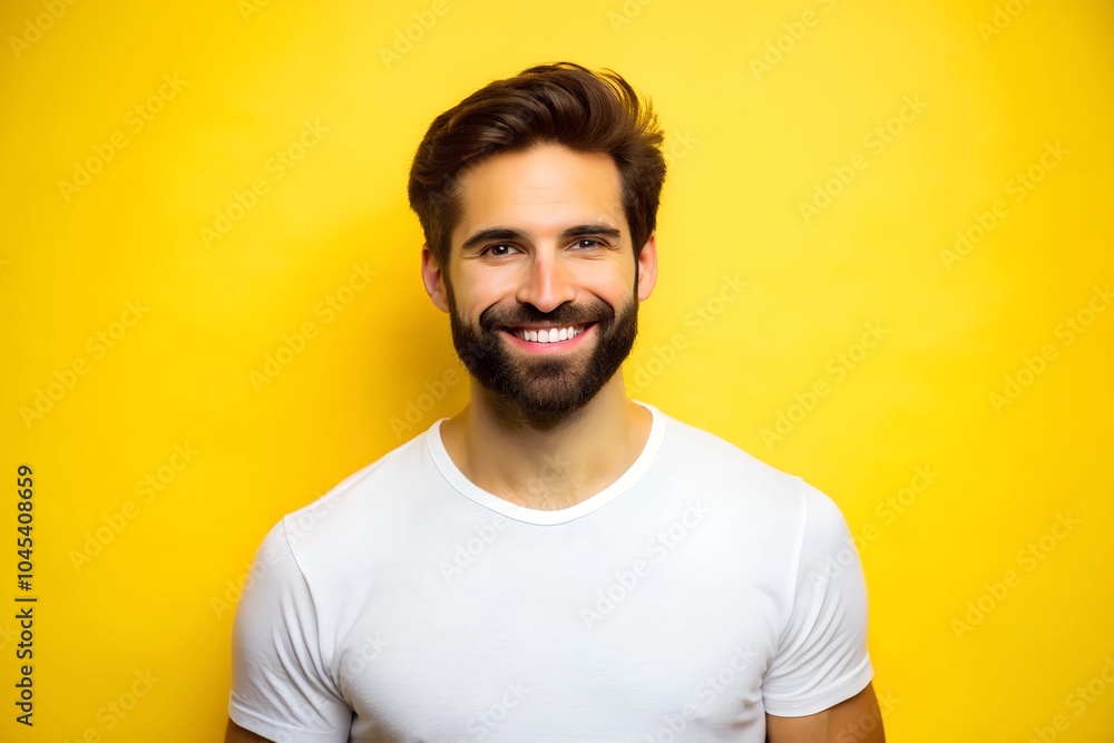 Obraz premium Smiling Man with Short Dark Hair