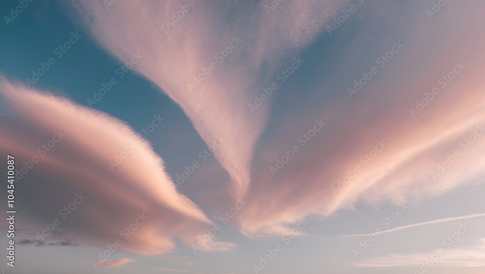 Fototapeta premium Gently blending abstract clouds create serene and calming atmosphere in sky, evoking sense of tranquility and wonder