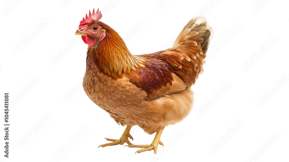 A close-up of a brown hen standing gracefully against a transparent background, showcasing its vibrant plumage and charming personality. A close-up of a brown hen standing gracefully against a transparent background, showcasing its vibrant plumage and charming personality.