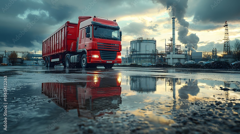 Hydrogen-powered trucks transporting materials in a decarbonized shipping industry, highlighting the future of clean logistics Hydrogen-powered trucks transporting materials in a decarbonized shipping industry, highlighting the future of clean logistics