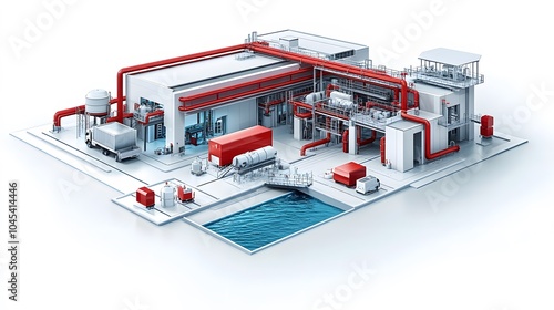 Bioenergy plant with carbon pipelines extending to an underground CO2 storage site, emphasizing long-term carbon sequestration photo