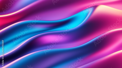 A vibrant, abstract wave pattern featuring shades of pink and blue, creating a silky and dynamic visual effect.