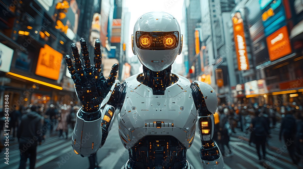 Photo of a Sleek Humanoid Robot with Metallic White and Black Armor, Featuring a Futuristic Design with LED Accents and Advanced Articulation.
Photo of a Sleek Humanoid Robot with Metallic White and Black Armor, Featuring a Futuristic Design with LED Accents and Advanced Articulation.