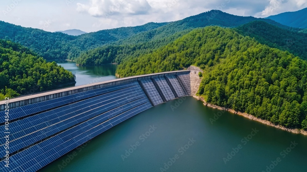 Solar Panels on Reservoir Dam Edge