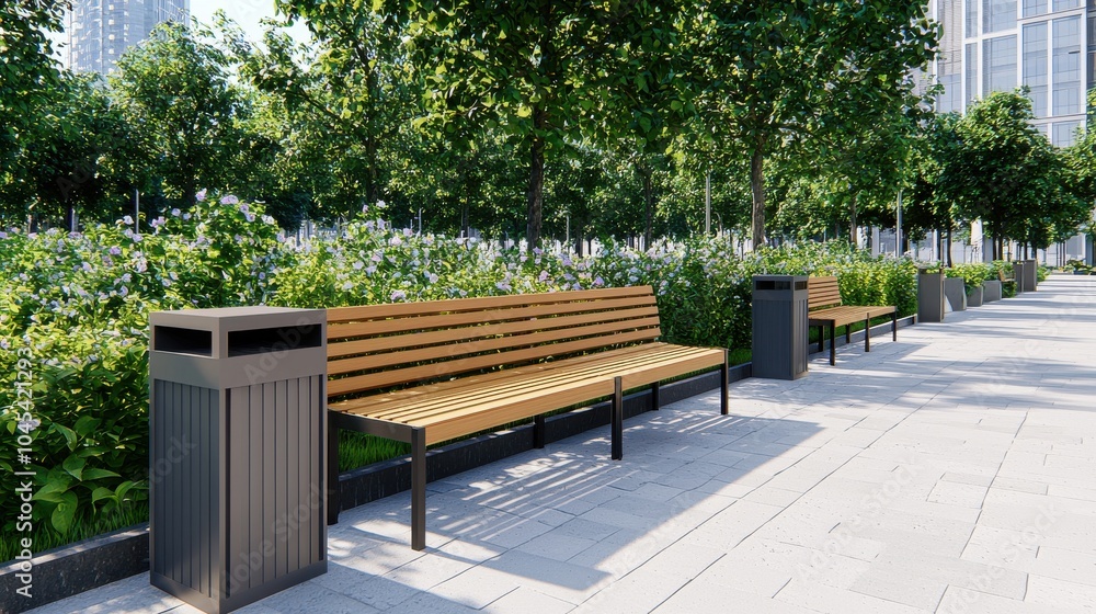 Solar Powered Benches in Eco-Friendly City Park Solar Powered Benches in Eco-Friendly City Park