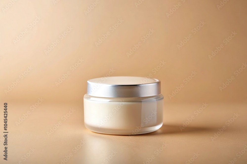 minimalistic white cream packaging on realistic beige background minimalistic white cream packaging on realistic beige background