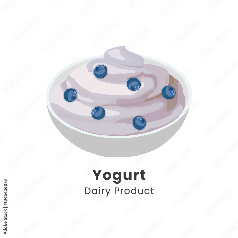 Hand drawn vector illustration of Greek yogurt with fresh berries Hand drawn vector illustration of Greek yogurt with fresh berries