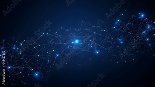 Abstract blue network of interconnected nodes and lines