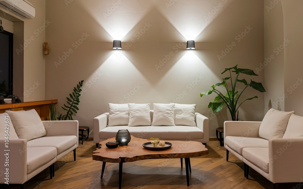 a living room with a plant and a potted plant on sofa ect. a living room with a plant and a potted plant on sofa ect.