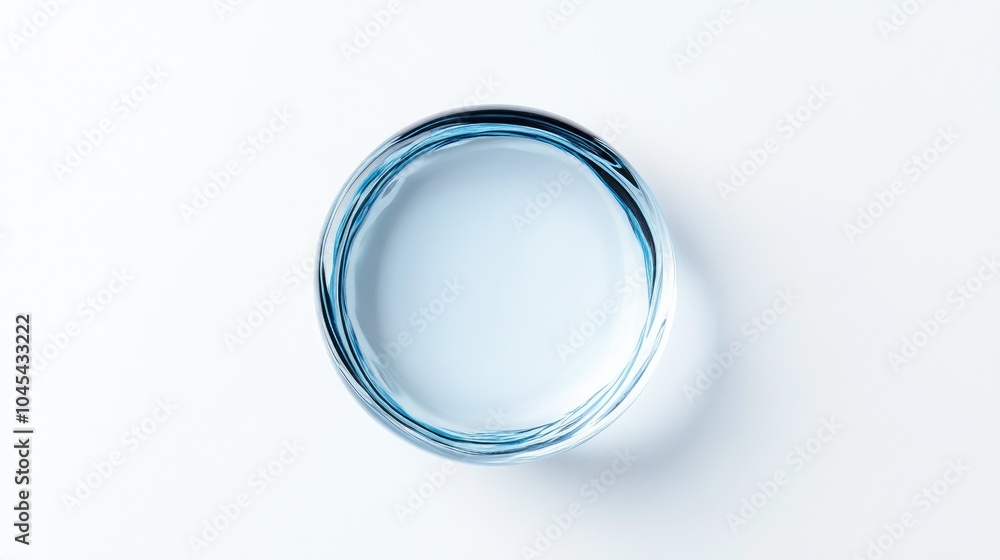 Perfectly round droplet of clear skincare liquid floating on a pristine white background Perfectly round droplet of clear skincare liquid floating on a pristine white background