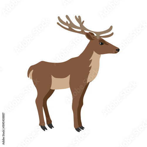 vector drawing animal, deer isolated at white background