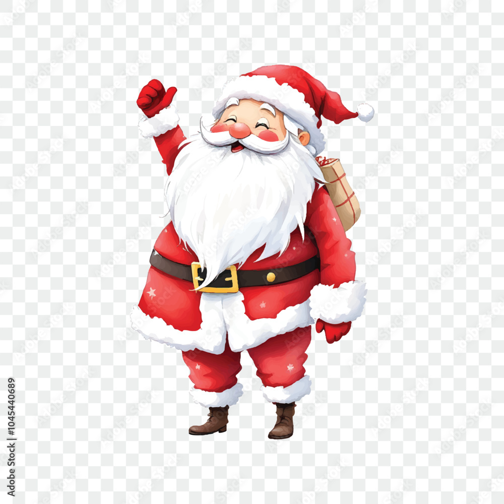 Watercolor christmas santa claus on transparent background isolated. Christmas and gifts. New Year Watercolor christmas santa claus on transparent background isolated. Christmas and gifts. New Year