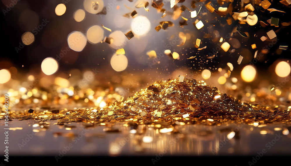 golden glitter confetti creating party atmosphere golden glitter confetti creating party atmosphere