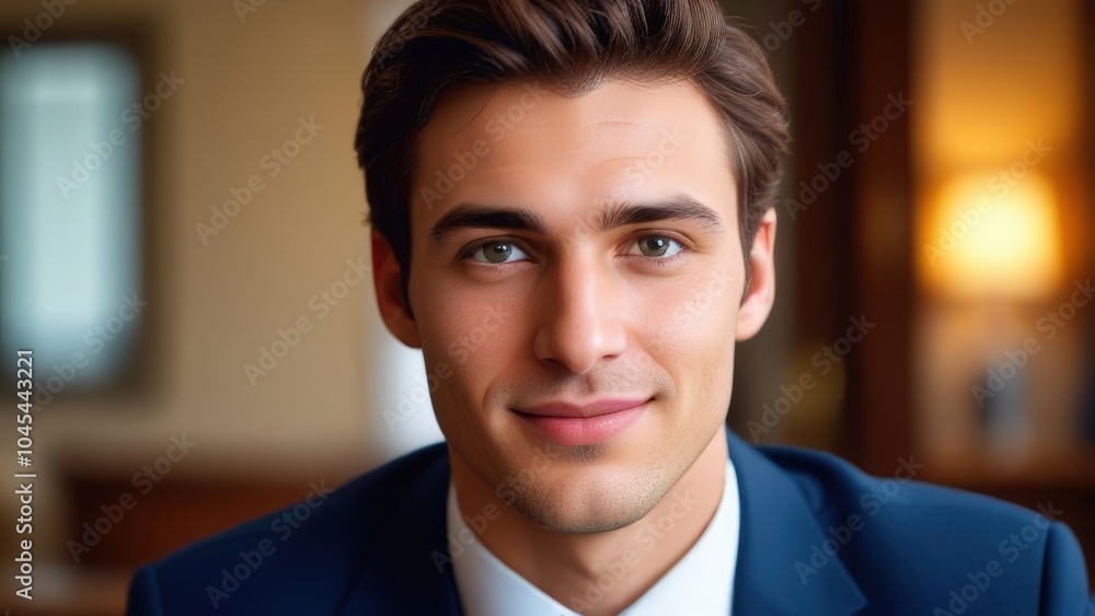 Happy young lawyer in his wooden office. Happy young lawyer in his wooden office.