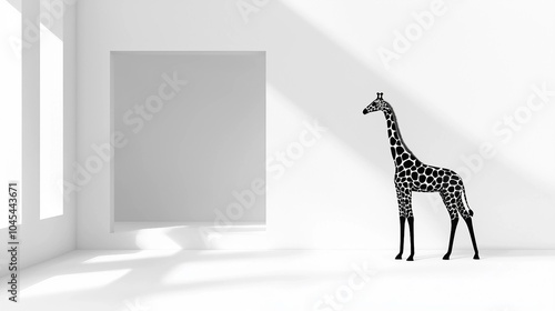 Contemporary Giraffe Sculpture in Minimalist Interior Space photo