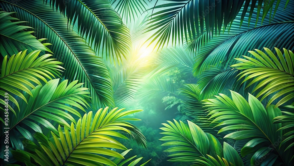 Tropical forest wallpaper with abstract green foliage background Tropical forest wallpaper with abstract green foliage background