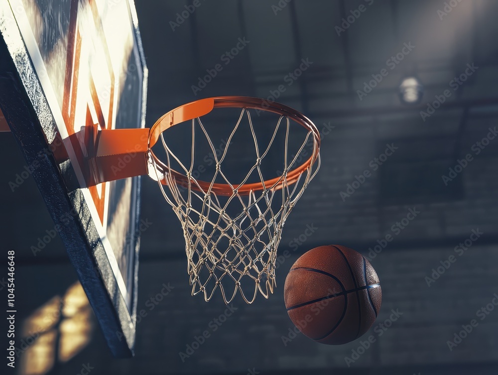 Dynamic 3D Basketball Going Through the Hoop Dynamic 3D Basketball Going Through the Hoop
