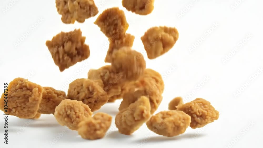 Close-up Super Slow Motion Shot of Dog Food Flying Towards Camera, Animal food concept. 4K Video white background Close-up Super Slow Motion Shot of Dog Food Flying Towards Camera, Animal food concept. 4K Video white background