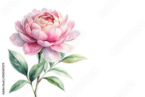 Fototapeta Naklejka Na Ścianę i Meble -  watercolor peony flower with white background