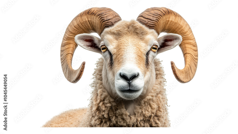 Majestic ram with impressive horns against a transparent background showcasing natural beauty and detailed features. Majestic ram with impressive horns against a transparent background showcasing natural beauty and detailed features.