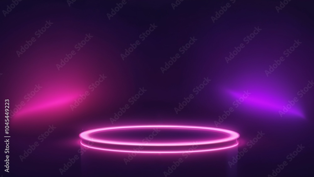 3D Abstract Neon podium platform with light effect background 3D Abstract Neon podium platform with light effect background