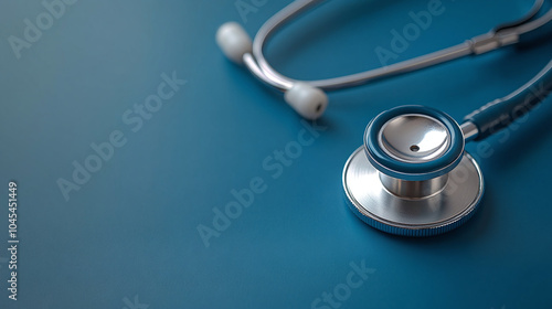 Stethoscope for doctor diagnostic coronavirus disease, medical tool for health on blue background with copy space, banner concept.