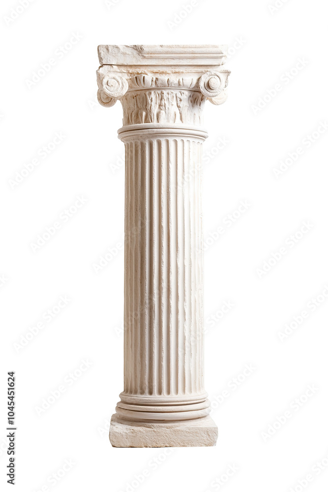 Fototapeta premium A white pillar Classical order. on transparent background.