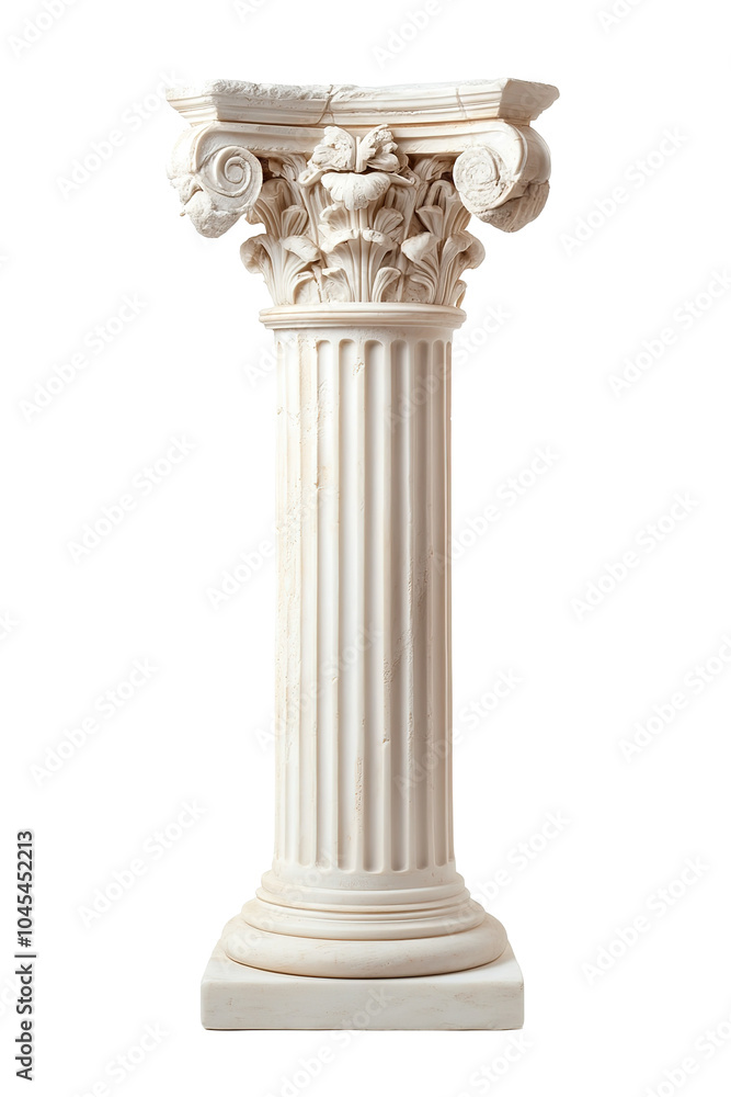 Fototapeta premium A white pillar Classical order. on transparent background.