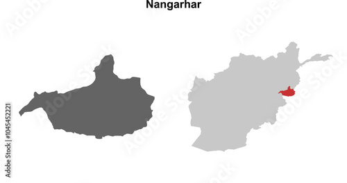 Nangarhar province blank outline map set