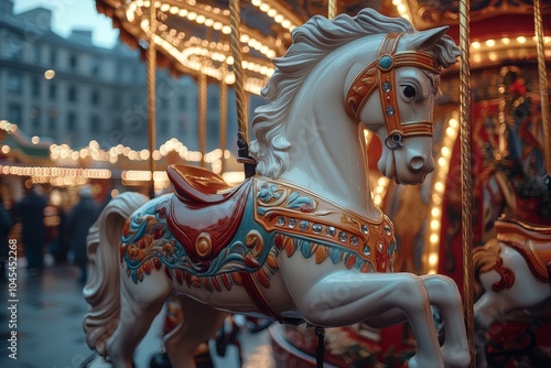 A white horse galloping joyfully