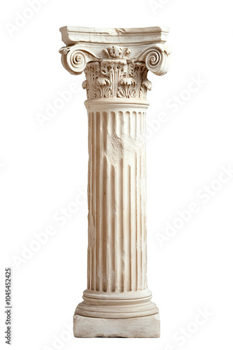 A white pillar Classical order. on transparent background.