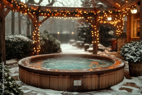 hot tub in snowy backyard