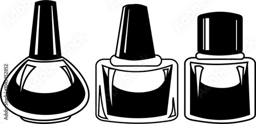 nail polishes black and white illustration in vector