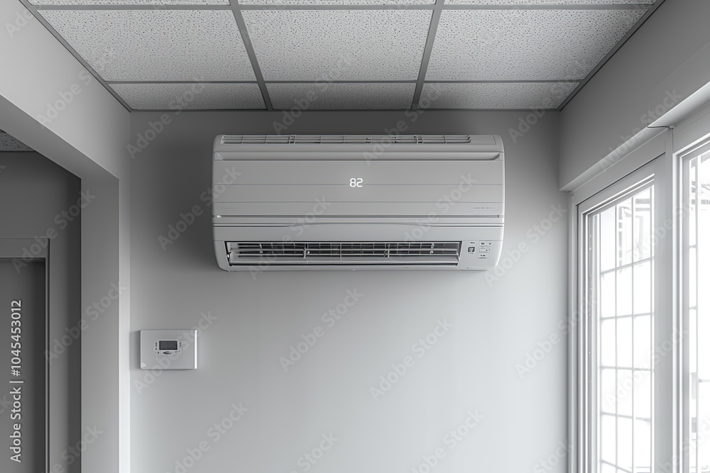 Air conditioner on wall room interior background Air conditioner on wall room interior background
