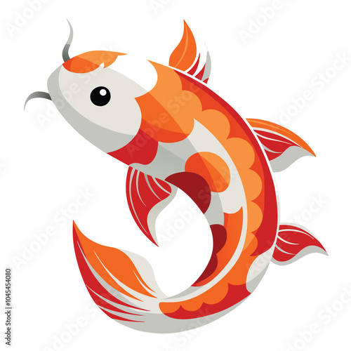 koi fish colorful vector  illustration Isolated white background.