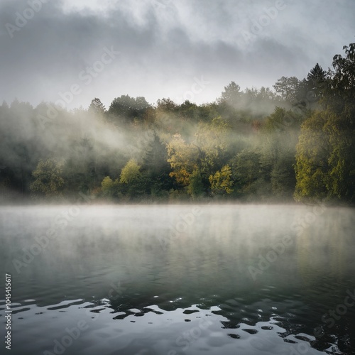 a little village with amazing rocky mountains surrounded by natural fog and clouds