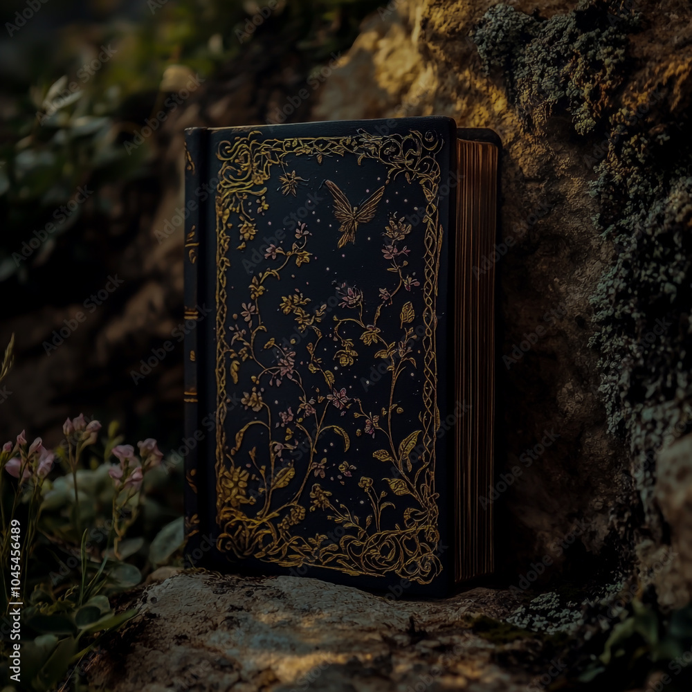 Fototapeta premium Enchanting book with magical elements set against a mystical background