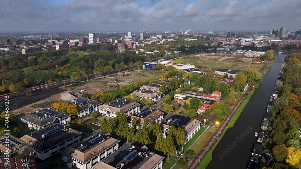 Aerial photo of New-build district Merwede Utrecht The Netherlands in development Aerial photo of New-build district Merwede Utrecht The Netherlands in development