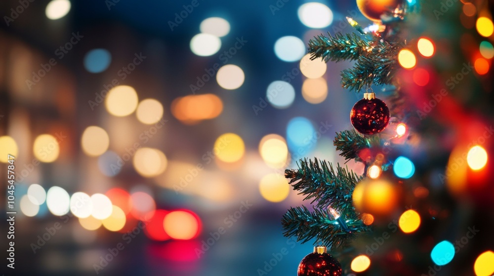 Festive Christmas tree with twinkling lights Festive Christmas tree with twinkling lights