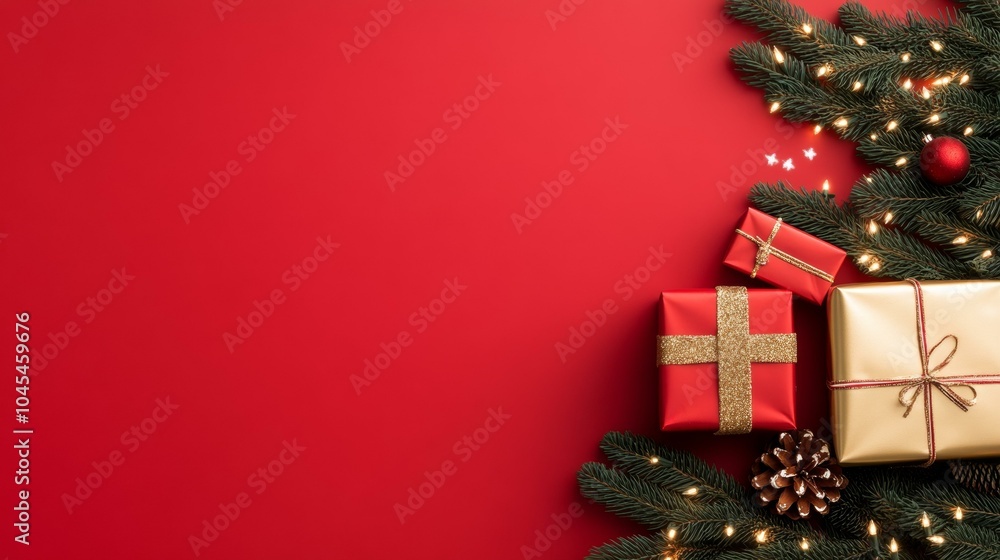 Festive Christmas tree adorned with gifts Festive Christmas tree adorned with gifts