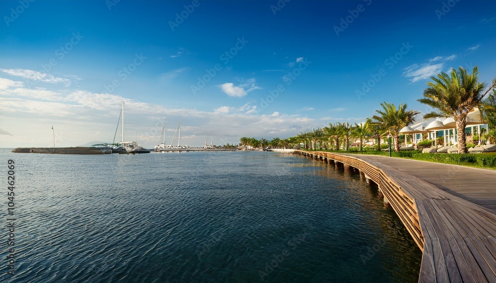 Waterfront promenade with river view Waterfront promenade with river view