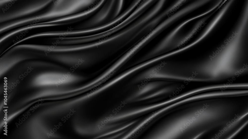 Elegant Black Satin Fabric Drape Smooth Luxurious Texture Background Textile Elegant Black Satin Fabric Drape Smooth Luxurious Texture Background Textile